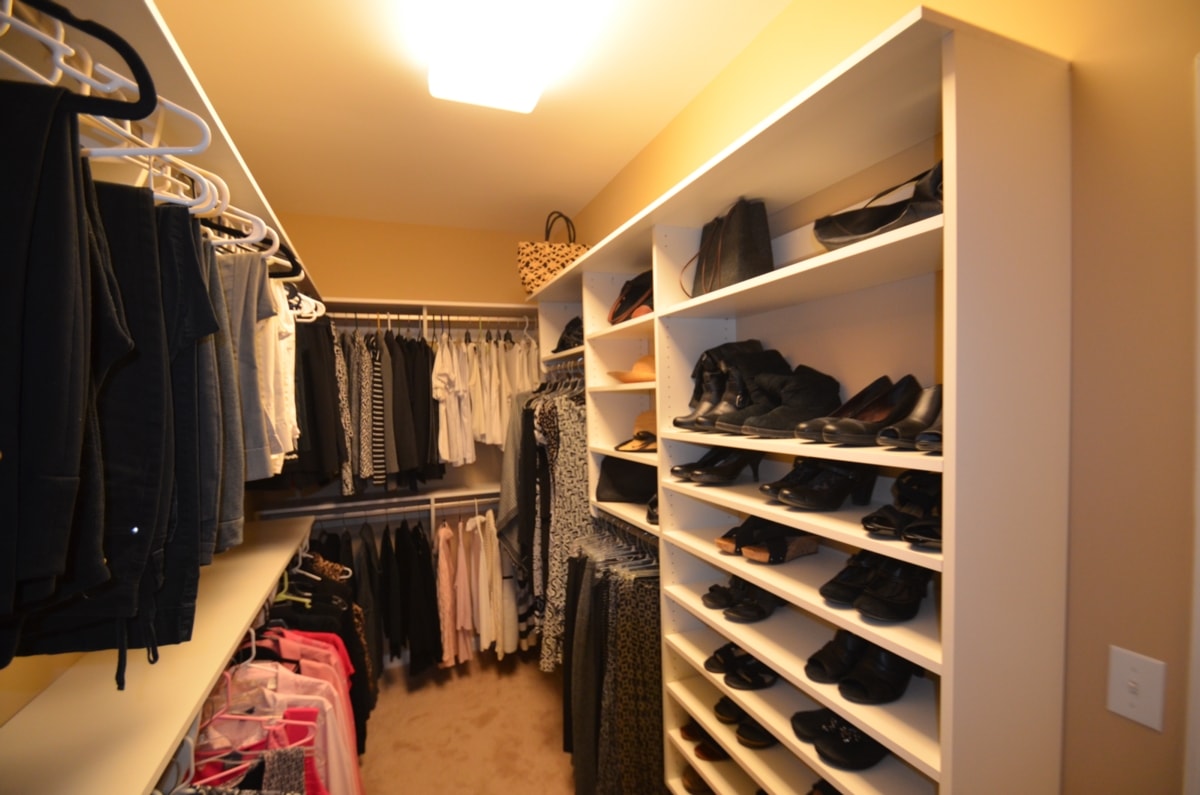 Closet remodel after the wire shelf fell.